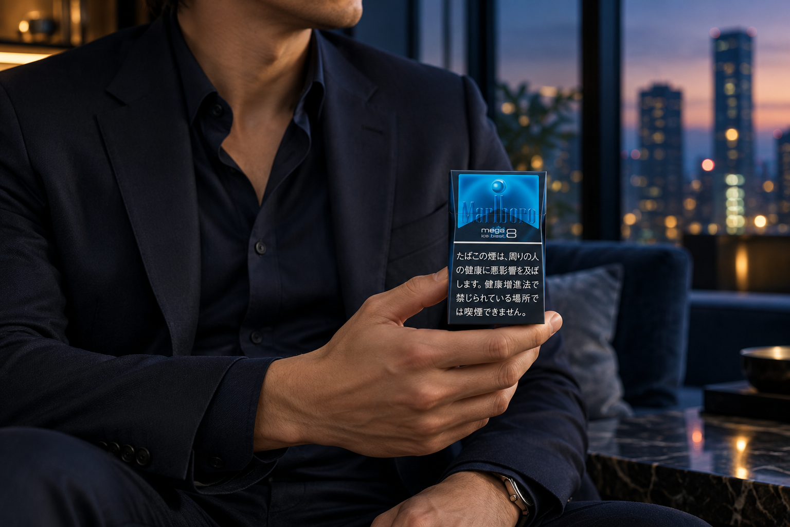 Marlboro Ice Blast Mega 8 — Lifestyle product scene